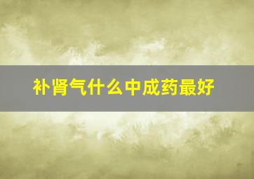 补肾气什么中成药最好