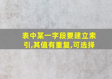 表中某一字段要建立索引,其值有重复,可选择