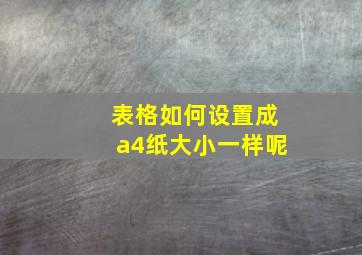 表格如何设置成a4纸大小一样呢