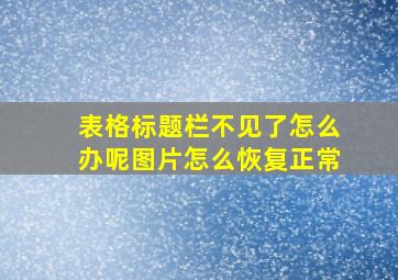 表格标题栏不见了怎么办呢图片怎么恢复正常