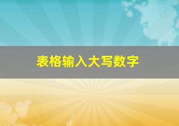 表格输入大写数字