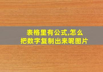 表格里有公式,怎么把数字复制出来呢图片