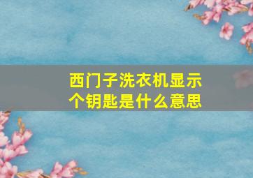 西门子洗衣机显示个钥匙是什么意思