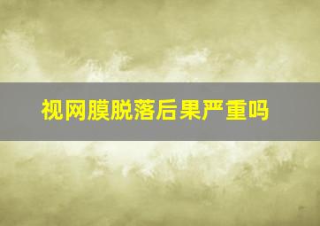 视网膜脱落后果严重吗