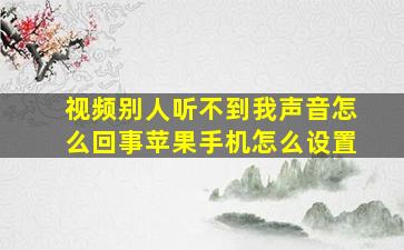 视频别人听不到我声音怎么回事苹果手机怎么设置