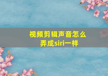 视频剪辑声音怎么弄成siri一样