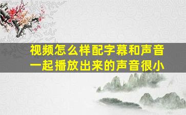 视频怎么样配字幕和声音一起播放出来的声音很小