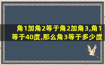 角1加角2等于角2加角3,角1等于40度,那么角3等于多少度