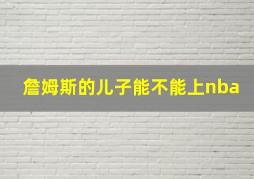 詹姆斯的儿子能不能上nba