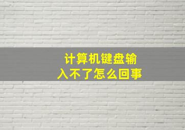 计算机键盘输入不了怎么回事