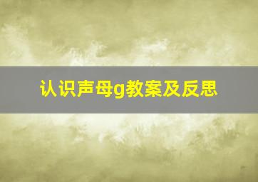 认识声母g教案及反思