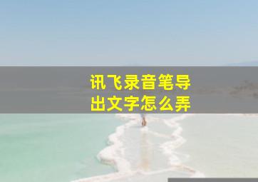 讯飞录音笔导出文字怎么弄