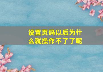 设置页码以后为什么就操作不了了呢