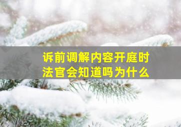 诉前调解内容开庭时法官会知道吗为什么