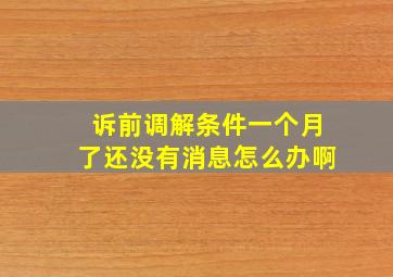 诉前调解条件一个月了还没有消息怎么办啊