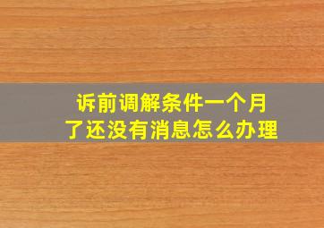 诉前调解条件一个月了还没有消息怎么办理