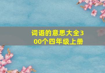 词语的意思大全300个四年级上册