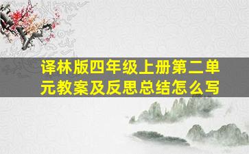 译林版四年级上册第二单元教案及反思总结怎么写