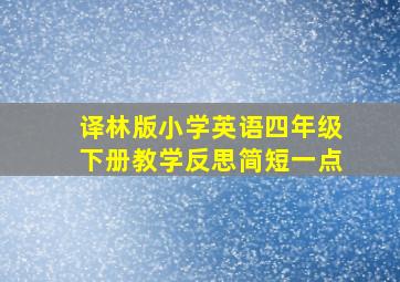 译林版小学英语四年级下册教学反思简短一点