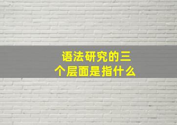 语法研究的三个层面是指什么