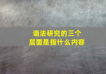 语法研究的三个层面是指什么内容