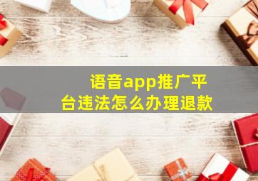 语音app推广平台违法怎么办理退款