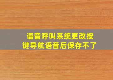 语音呼叫系统更改按键导航语音后保存不了