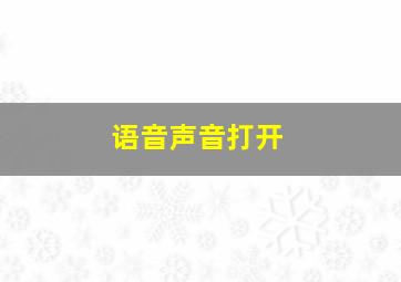 语音声音打开