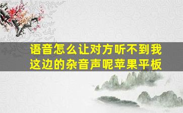 语音怎么让对方听不到我这边的杂音声呢苹果平板