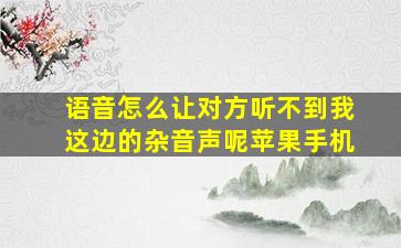 语音怎么让对方听不到我这边的杂音声呢苹果手机