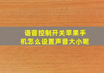 语音控制开关苹果手机怎么设置声音大小呢