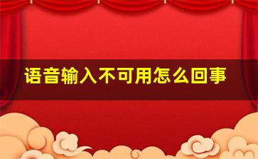 语音输入不可用怎么回事