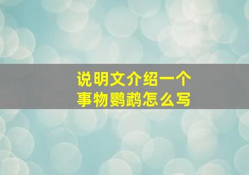 说明文介绍一个事物鹦鹉怎么写