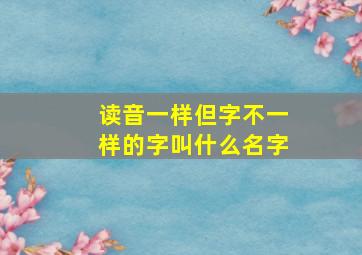 读音一样但字不一样的字叫什么名字