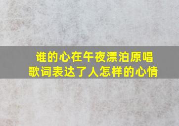 谁的心在午夜漂泊原唱歌词表达了人怎样的心情