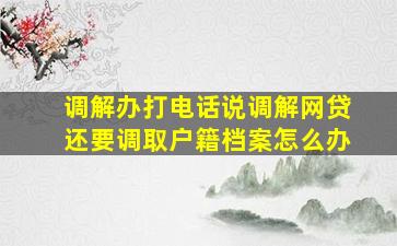 调解办打电话说调解网贷还要调取户籍档案怎么办