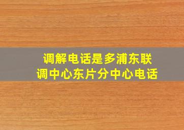 调解电话是多浦东联调中心东片分中心电话