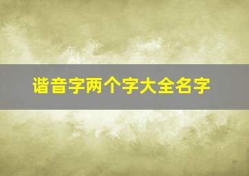 谐音字两个字大全名字