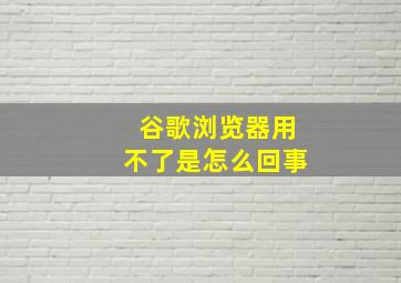 谷歌浏览器用不了是怎么回事