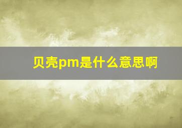 贝壳pm是什么意思啊