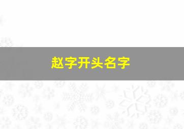 赵字开头名字