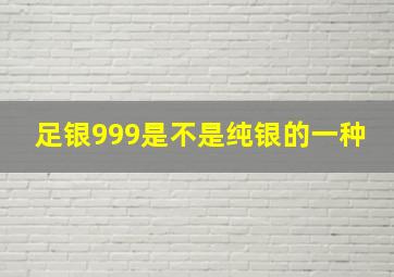 足银999是不是纯银的一种