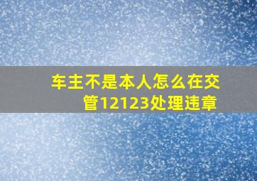 车主不是本人怎么在交管12123处理违章