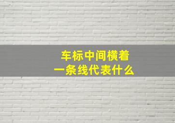 车标中间横着一条线代表什么