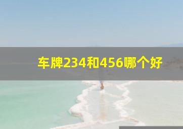 车牌234和456哪个好