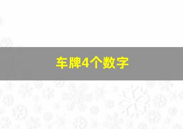 车牌4个数字