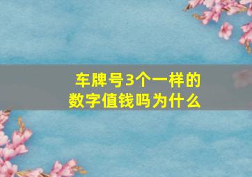 车牌号3个一样的数字值钱吗为什么