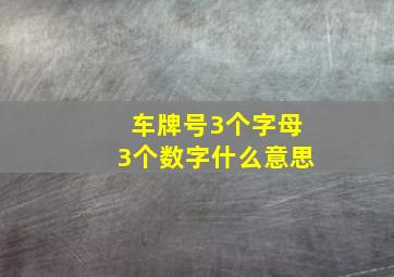 车牌号3个字母3个数字什么意思