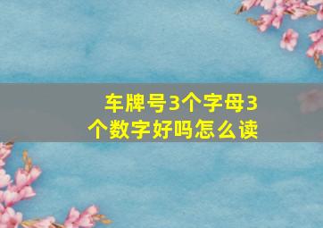 车牌号3个字母3个数字好吗怎么读