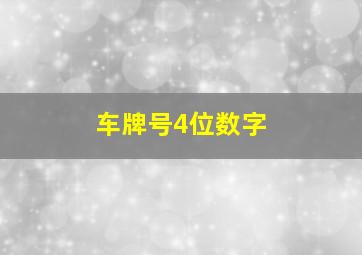 车牌号4位数字